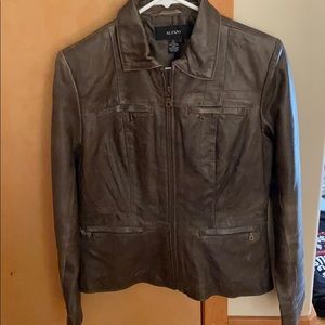 Olive green / grey leather jacket